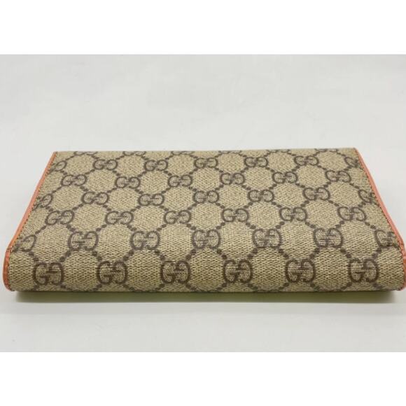 GUCCI GG Supreme Ribbon Beige Pink Orange Long Wallet Converted - Picture 12 of 15